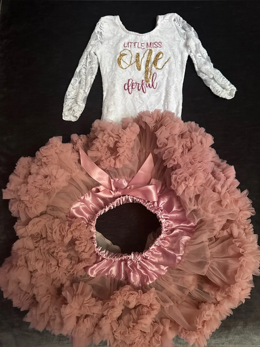 Little Miss One-derful 1st Birthday Lace Bodysuit Tutu Outfit